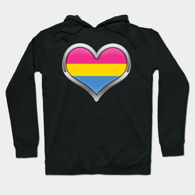 Large Pansexual Pride Flag Colored Heart with Chrome Frame Hoodie by LiveLoudGraphics